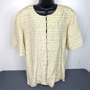 Elisabeth Silk Blouse Womens 18 Vintage Liz Claiborne Short Sleeve Pattern